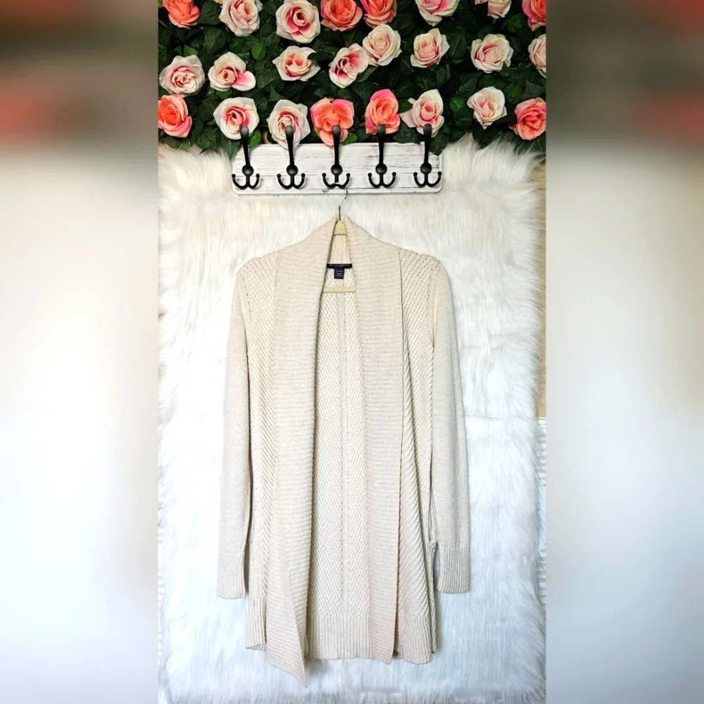 A Pea in the Pod Classic Creme Longline Knit Cardigan w/ pockets